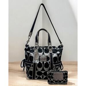 Y2K Coach F14434 Poppy Signature Spotlight Pocket Tote & Small Wristlet